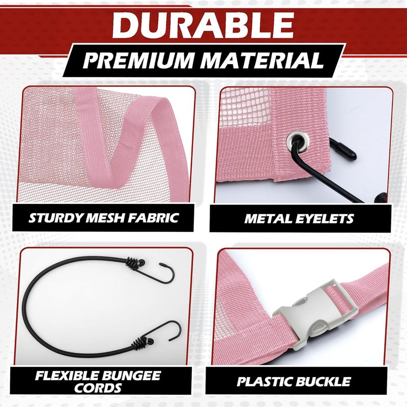 CEMZENFIX Universal Dog Car Net Barrier – Sturdy Mesh, Easy Install, Breathable Design, Easy to Clean, Flexible Bungee Cords for Adjustable Fit 23"×23" (Pink) - Image 3